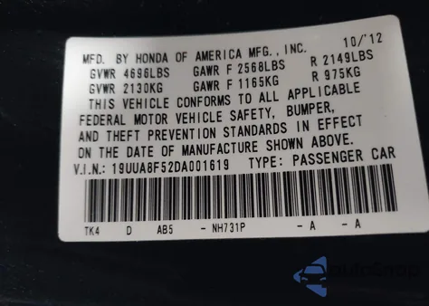2013 Acura Tl 3.5 z USA, uszkodzony, nr VIN 19UUA8F52DA001619